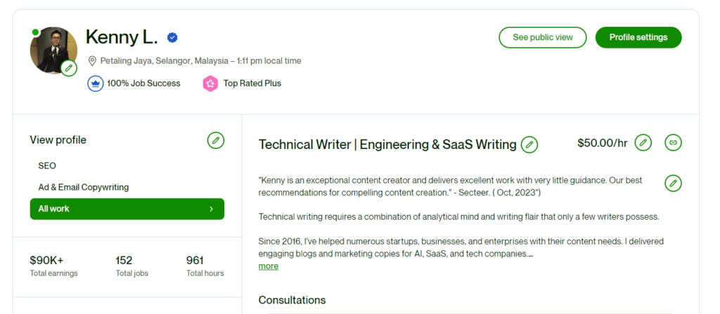 How To Get Your First Job At Upwork - profile